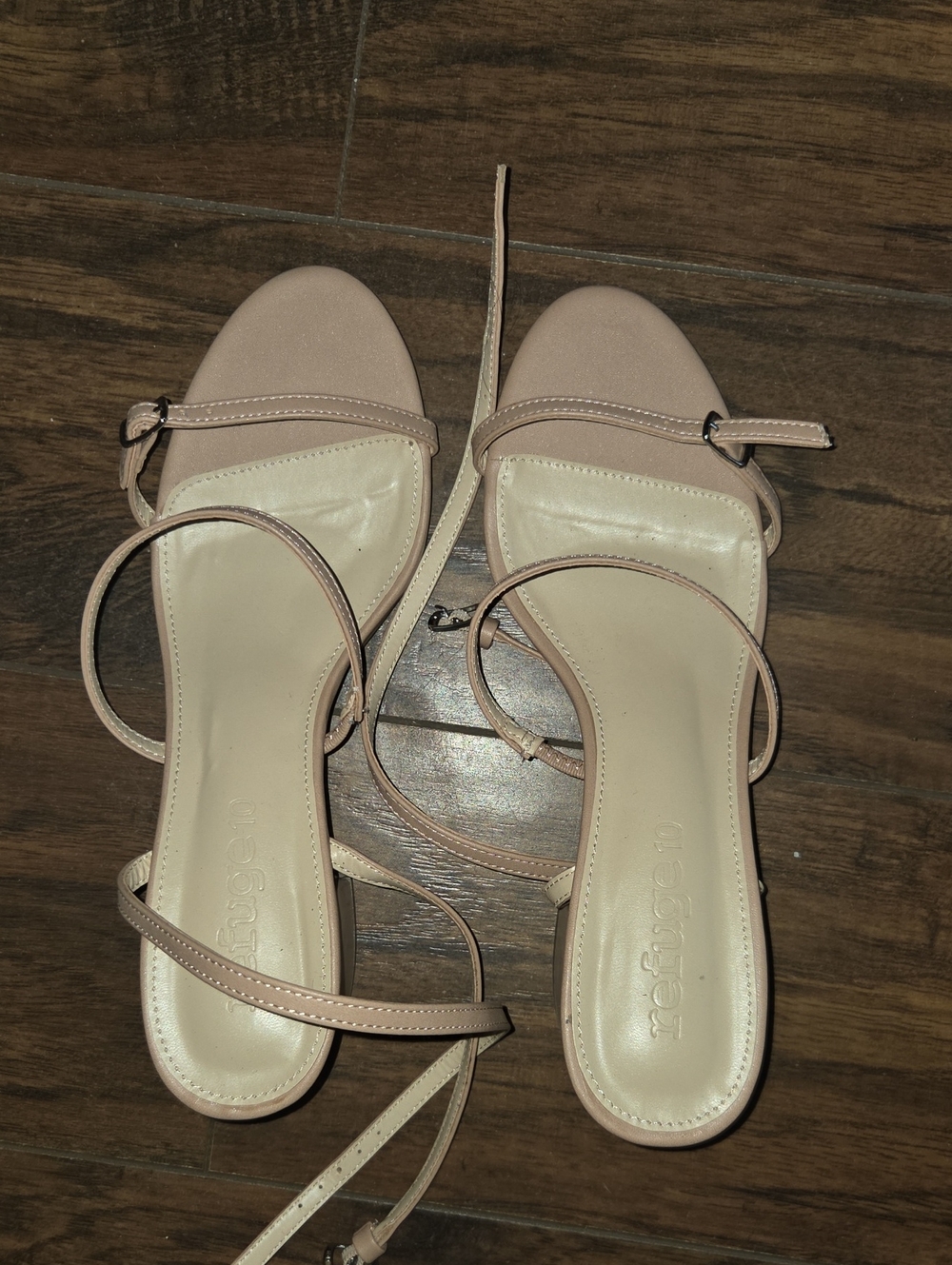 Strappy Nude Ankle-Tie Sandals - Women